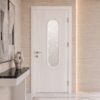 DKB106 Modern İç Kapı – Oval Camlı Dikey Çizgili Tasarım